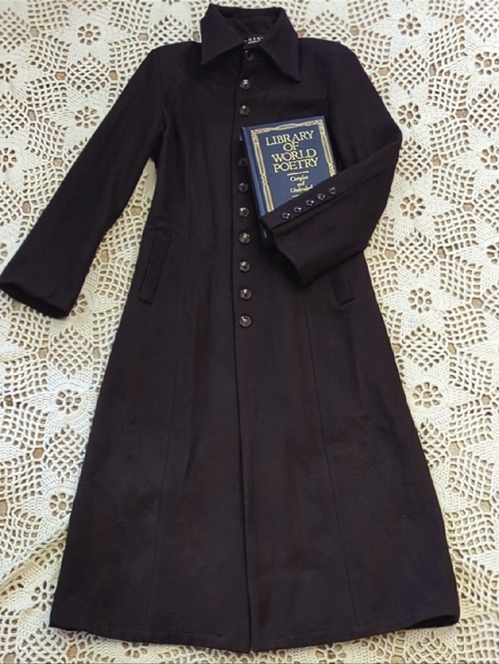 Long Button Down Dark Chocolate Brown Elegant Coat